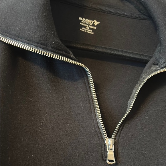 Old Navy Black Zip Up Sweater with Sleek Neck scuba super soft - Picture 3 of 4